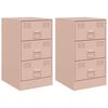 vidaXL Tables de chevet 2 pcs rose 34,5x39x62 cm acier