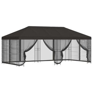 vidaXL Gazebo avec murs lat&eacute;raux 6 x 3 m Anthracite Polyester et Acier