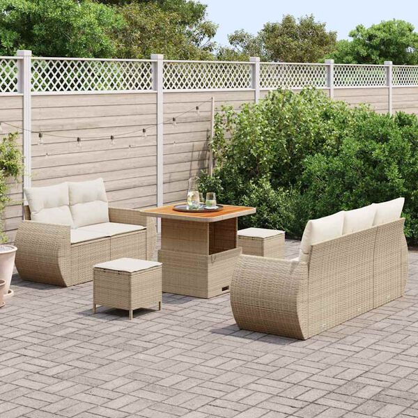 vidaXL Ensemble de canap&eacute; de jardin 8 pcs Beige et cr&egrave;me polyrotin