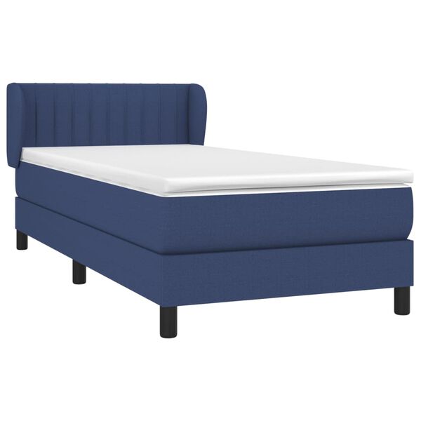 vidaXL Sommier &agrave; lattes de lit avec matelas Bleu 100x200 cm Tissu