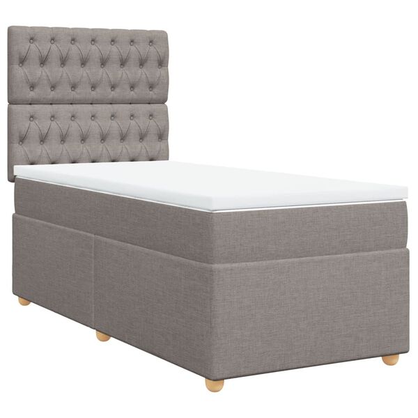 vidaXL Sommier &agrave; lattes de lit avec matelas Taupe 90x190 cm Tissu