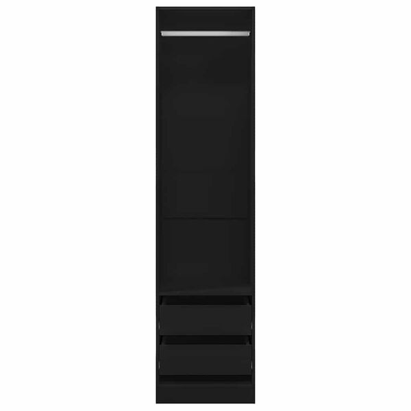 vidaXL Garde-robe avec tiroirs Noir 50x50x200 cm Bois d'ing&eacute;nierie