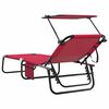 vidaXL Chaise longue pliante avec coussin Rouge 56 x 190 x 81cm tissu