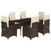 vidaXL Ensemble &agrave; manger de jardin et coussins 7 pcs marron rotin