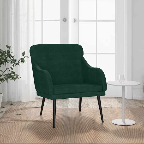 vidaXL Fauteuil Vert fonc&eacute; 63x76x80 cm Velours