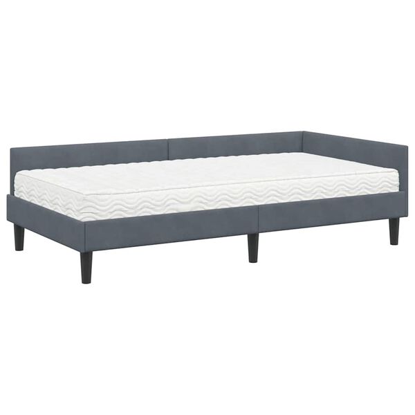 vidaXL Cadre de lit d'angle avec matelas Autre 2 pcs Gris Velours
