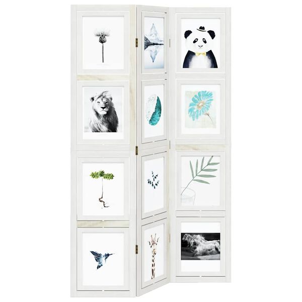 vidaXL Cloison de s&eacute;paration 3 panneaux blanc bois de paulownia massif