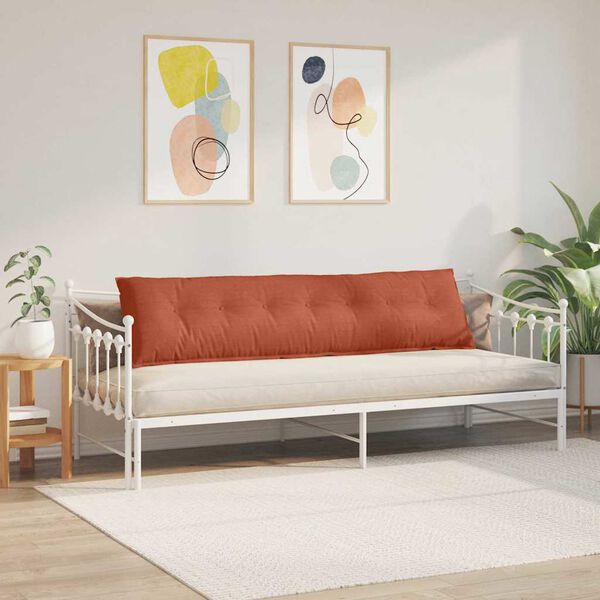vidaXL Coussin de Dos Rouge orange 200 x 50 cm Tissu en velours c&ocirc;tel&eacute;