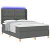 vidaXL Lit &agrave; ressorts avec matelas avec LED Gris 140 x 190 cm tissu