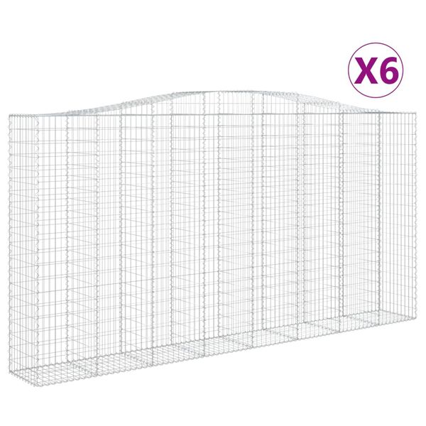 vidaXL Paniers à gabions arqués 6 pcs 400x50x200/220 cm Fer galvanisé