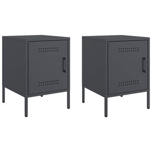 vidaXL Tables de chevet 2 pcs anthracite 36x39x50,5 cm acier