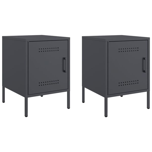 vidaXL Tables de chevet 2 pcs anthracite 36x39x50,5 cm acier