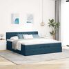 vidaXL Cadre de lit ottoman avec matelas bleu fonc&eacute; 200x200 cm velours