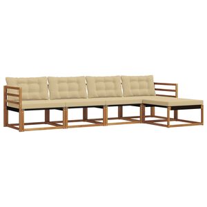 vidaXL Ensemble de canap&eacute;s d'ext&eacute;rieur 5 pc 5 place Naturel et Beige