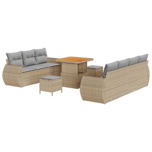 vidaXL Ensemble de canap&eacute; de jardin 10 pcs Beige polyrotin