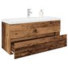 vidaXL Meuble lavabo avec bassin et robinet int&eacute;gr&eacute;s vieux bois