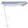 vidaXL Auvent automatique capteur de vent/LED 600x300 cm Bleu et blanc