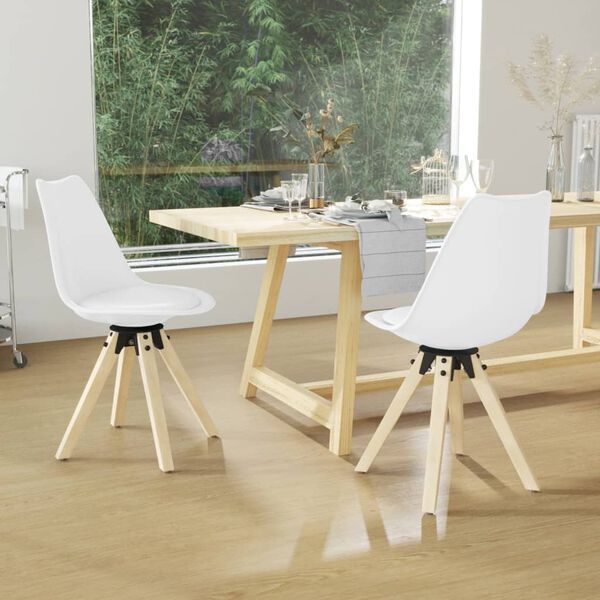 vidaXL Chaises pivotantes &agrave; manger lot de 2 blanc PP
