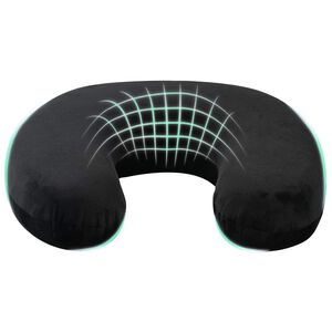 vidaXL Coussin de voyage pour le cou Noir Mousse &agrave; m&eacute;moire de forme