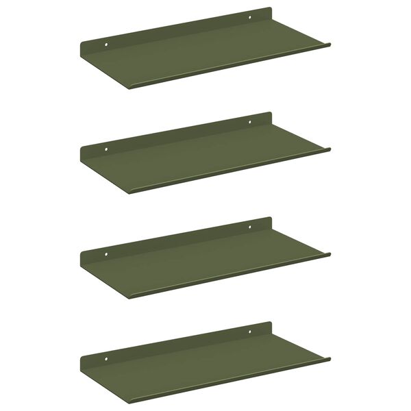 vidaXL &Eacute;tag&egrave;re flottante 4 pcs Vert olive 40 x 18 x 2,5 cm Acier