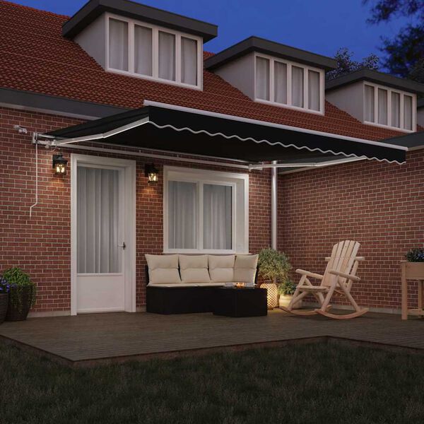 vidaXL Auvent R&eacute;tractable Noir 400 &times; 300 cm Polyester et m&eacute;tal