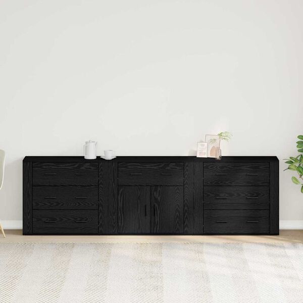 vidaXL Buffet Ch&ecirc;ne noir 240 x 33 x 70 cm Bois d'ing&eacute;nierie