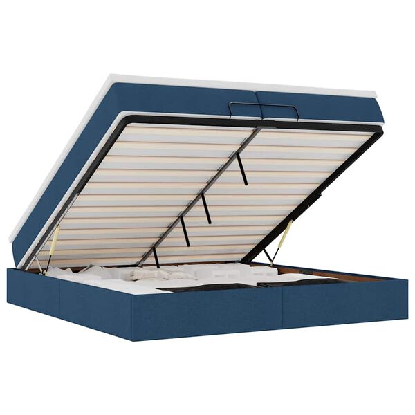 VidaXL Cadre de lit ottoman avec matelas bleu 200x200cm tissu