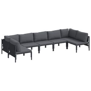 vidaXL Ensemble de canap&eacute; de jardin 7 pc Noir Acier