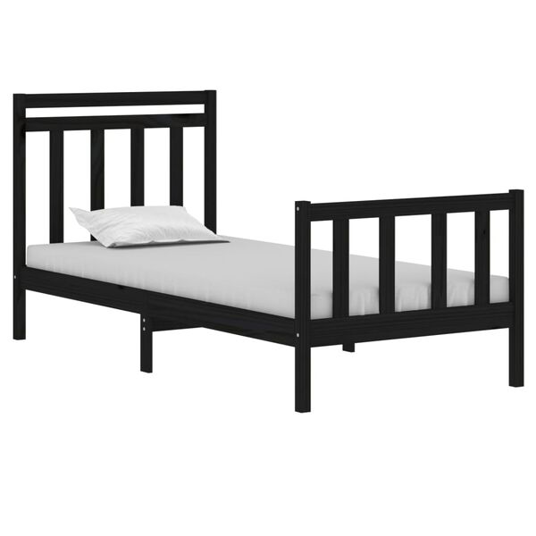 vidaXL Cadre de lit sans matelas noir 75x190 cm bois massif