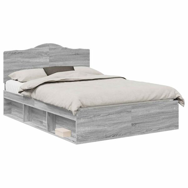 vidaXL Cadre de lit Gris Sonoma 140 x 200 cm Pin massif