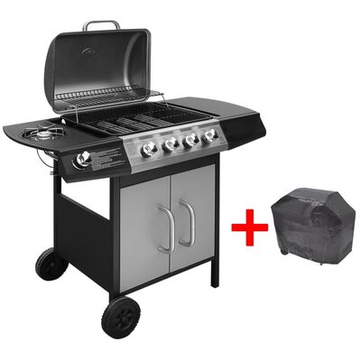 vidaXL Barbecue à gaz 4 + 1 zone de cuisson Noir et argenté