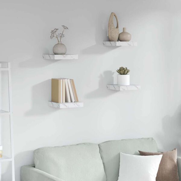 vidaXL &Eacute;tag&egrave;re Murale 4 pcs Marbre blanc 23 x 23,5 x 4 cm