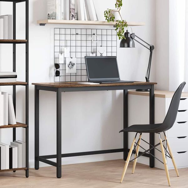 vidaXL table Ch&ecirc;ne fum&eacute; 80 x 50 x 76,5 cm Bois d'ing&eacute;nierie et acier