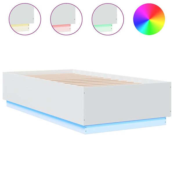 vidaXL Cadre de lit avec LED sans matelas blanc 75x190 cm