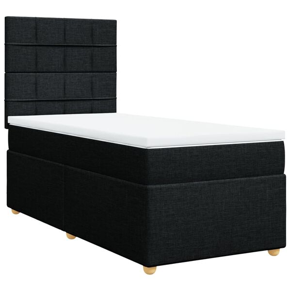 vidaXL Sommier &agrave; lattes de lit avec matelas Noir 100x200 cm Tissu