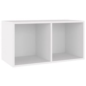 vidaXL Bo&icirc;te de rangement vinyles Blanc 71x34x36 cm Bois d'ing&eacute;nierie