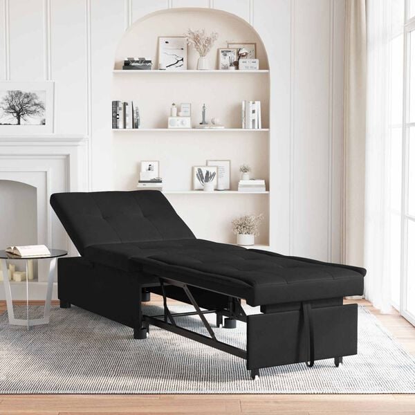 vidaXL Canapé-Lit avec coussin Noir 67 x 194 x 82 cm Contreplaqué