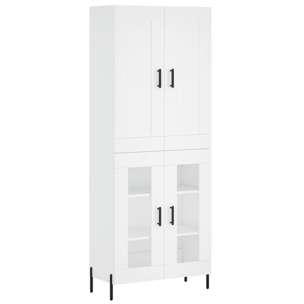 vidaXL Buffet haut Blanc 69,5x34x180 cm Bois d'ing&eacute;nierie