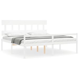 vidaXL Lit pour personne &acirc;g&eacute;e sans matelas blanc 200x200cm bois massif