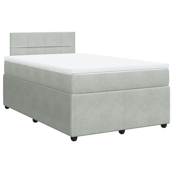 vidaXL Sommier &agrave; lattes de lit et matelas gris clair 120x190cm velours