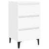 vidaXL Table de chevet avec pieds en m&eacute;tal blanc 40x35x69 cm