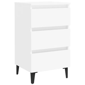 vidaXL Table de chevet avec pieds en m&eacute;tal blanc 40x35x69 cm