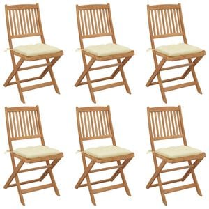 vidaXL Chaises pliantes 6 pi&egrave;ces avec coussins en bois d'acacia massif