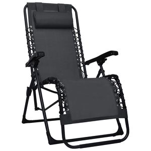 vidaXL Chaise pliable de terrasse Noir Textil&egrave;ne