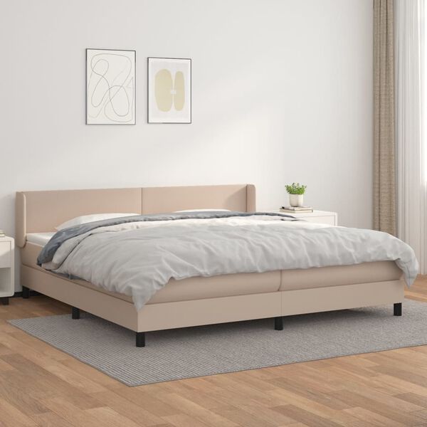 vidaXL Sommier &agrave; lattes de lit avec matelas Cappuccino 200x200 cm