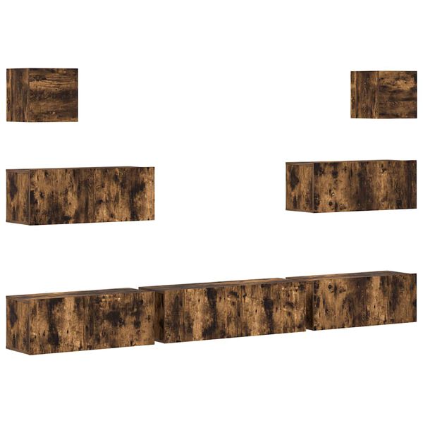 vidaXL Ensemble de meubles TV 7 pcs Ch&ecirc;ne fum&eacute; Bois d'ing&eacute;nierie