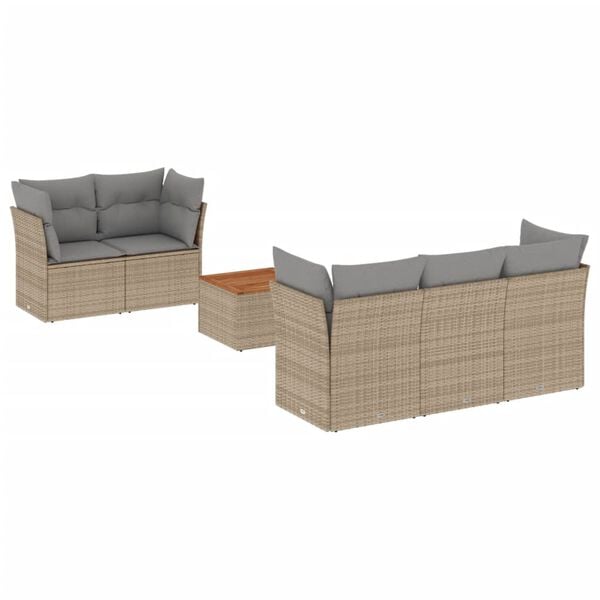 vidaXL Salon de jardin avec coussins 6 pcs beige r&eacute;sine tress&eacute;e