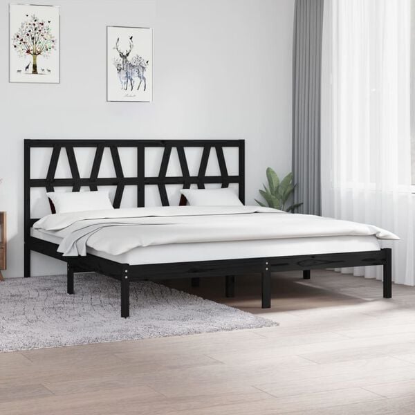 vidaXL Cadre de lit sans matelas noir bois massif