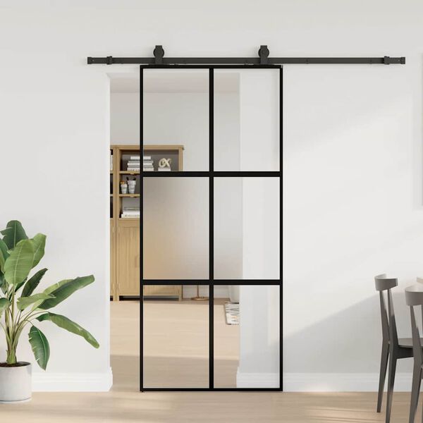 vidaXL Porte coulissante avec kit de quincaillerie noir 90x205 cm