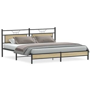vidaXL Cadre de lit en m&eacute;tal sans matelas ch&ecirc;ne sonoma 193x203 cm